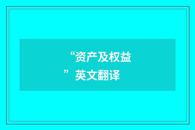 “资产及权益”英文翻译