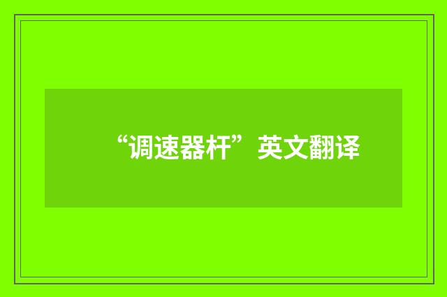 “调速器杆”英文翻译