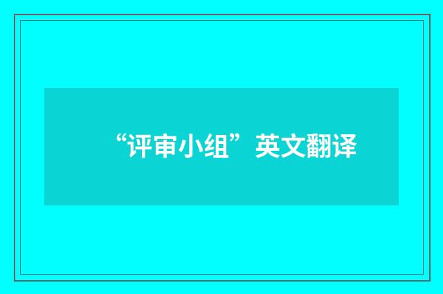 “评审小组”英文翻译