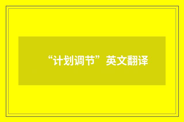 “计划调节”英文翻译