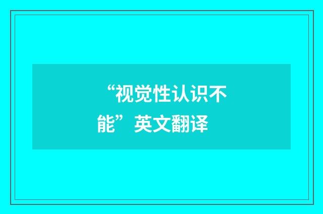 “视觉性认识不能”英文翻译