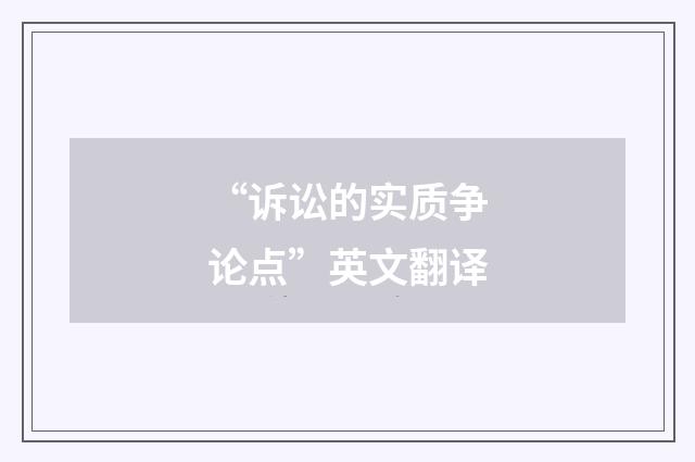 “诉讼的实质争论点”英文翻译