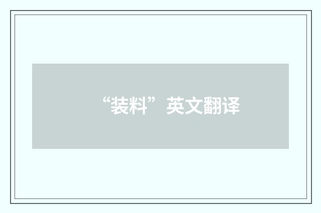 “装料”英文翻译