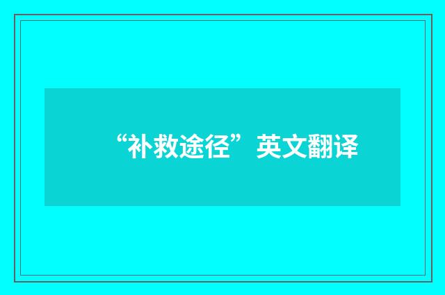 “补救途径”英文翻译
