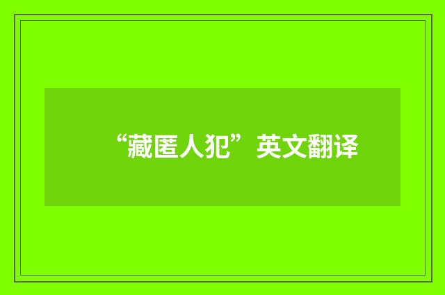 “藏匿人犯”英文翻译