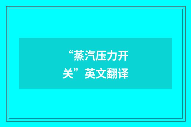 “蒸汽压力开关”英文翻译