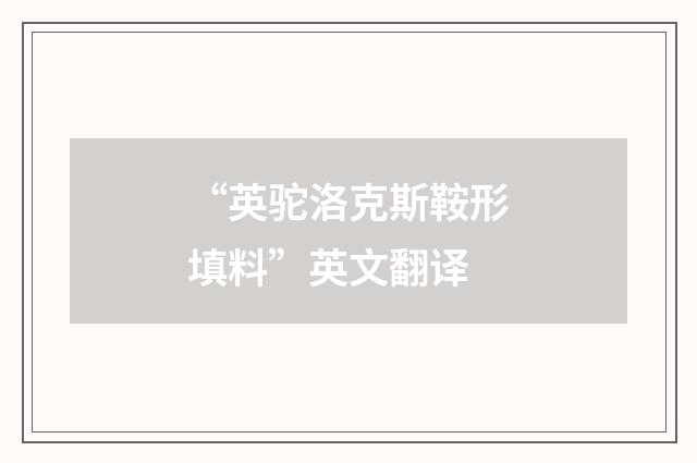 “英驼洛克斯鞍形填料”英文翻译