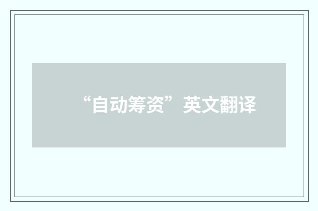 “自动筹资”英文翻译