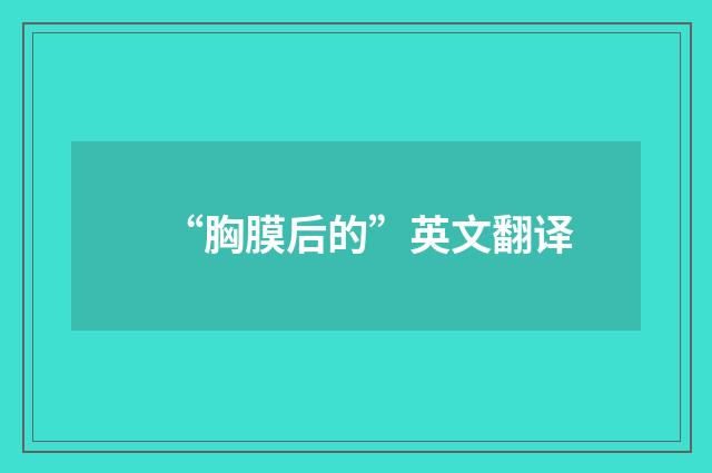 “胸膜后的”英文翻译