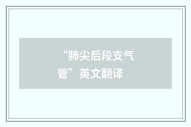 “肺尖后段支气管”英文翻译