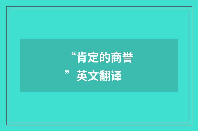 “肯定的商誉”英文翻译