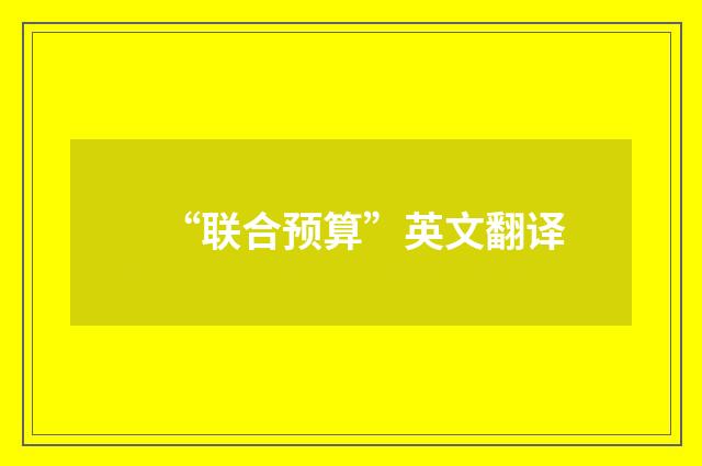 “联合预算”英文翻译