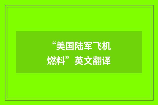 “美国陆军飞机燃料”英文翻译