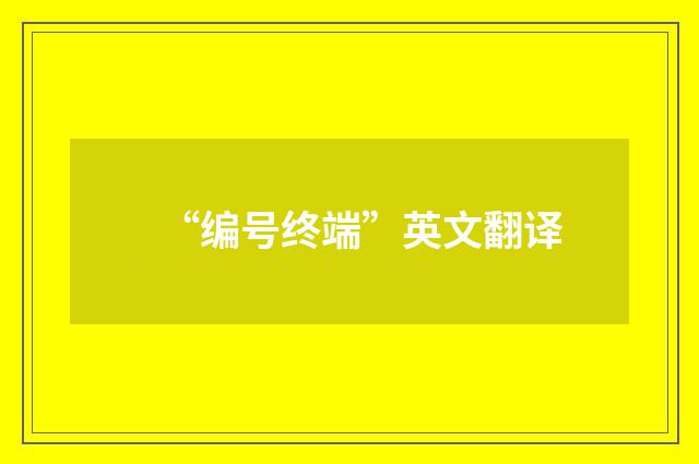 “编号终端”英文翻译