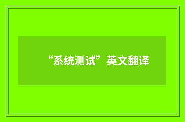 “系统测试”英文翻译