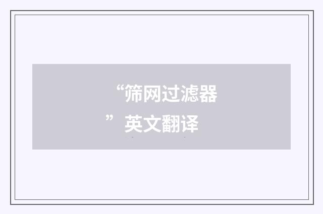 “筛网过滤器”英文翻译