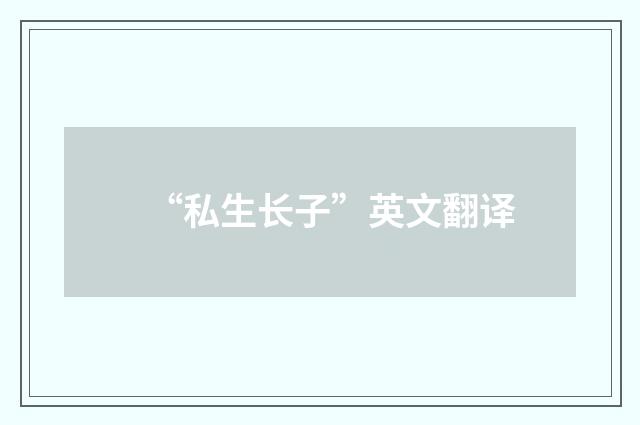 “私生长子”英文翻译