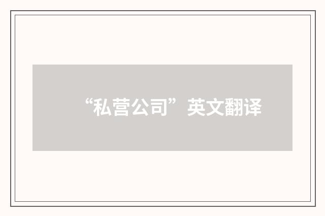 “私营公司”英文翻译
