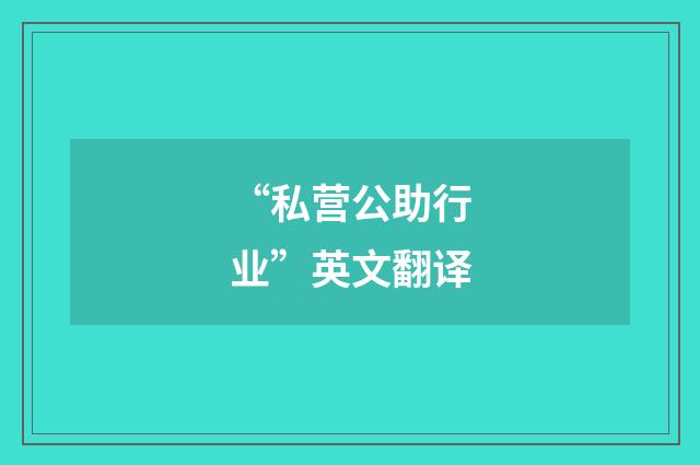 “私营公助行业”英文翻译