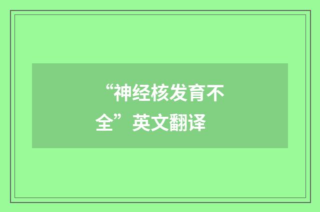 “神经核发育不全”英文翻译