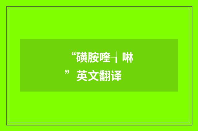 “磺胺喹┧啉”英文翻译