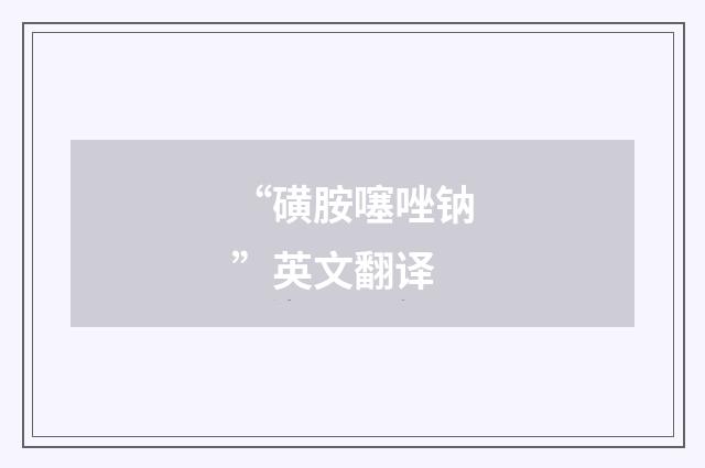 “磺胺噻唑钠”英文翻译