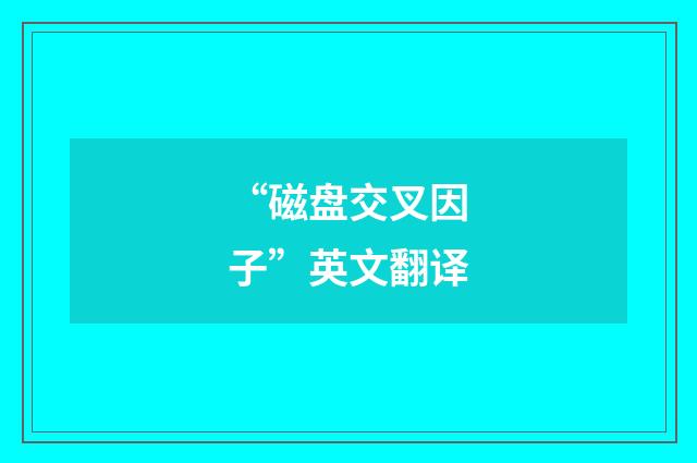 “磁盘交叉因子”英文翻译