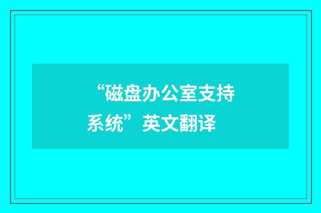 “磁盘办公室支持系统”英文翻译