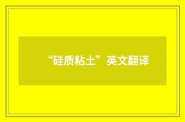 “硅质粘土”英文翻译