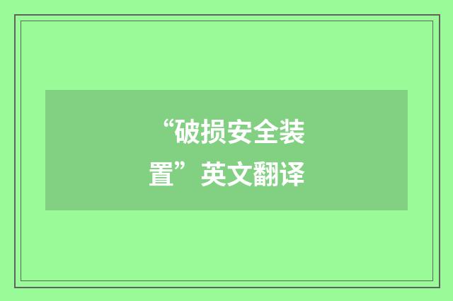 “破损安全装置”英文翻译