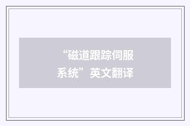 “磁道跟踪伺服系统”英文翻译