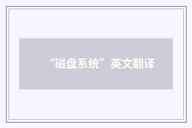 “磁盘系统”英文翻译