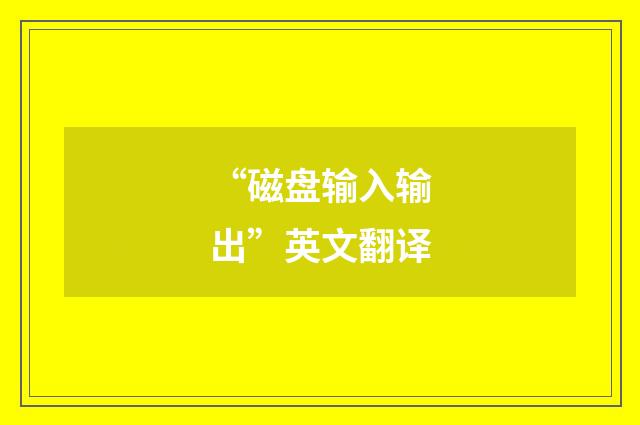 “磁盘输入输出”英文翻译