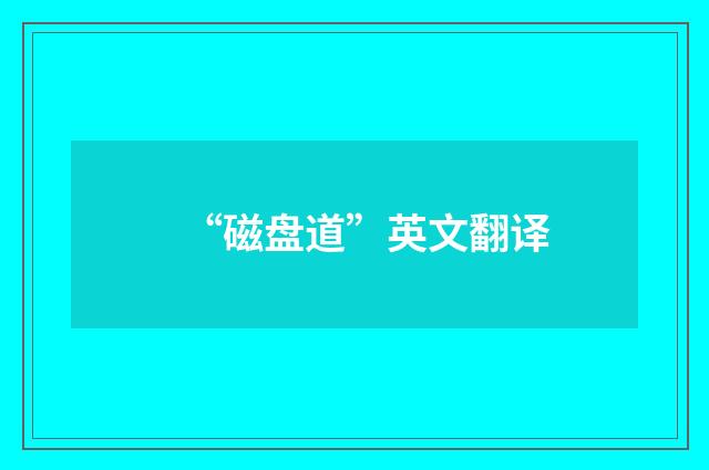 “磁盘道”英文翻译