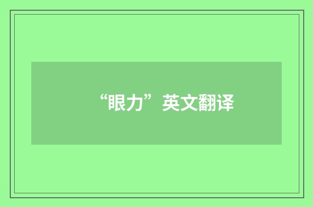 “眼力”英文翻译