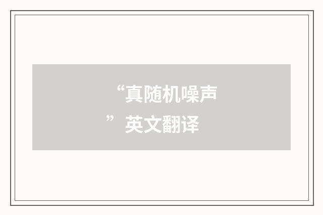 “真随机噪声”英文翻译