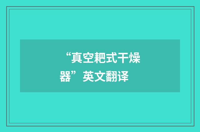 “真空耙式干燥器”英文翻译