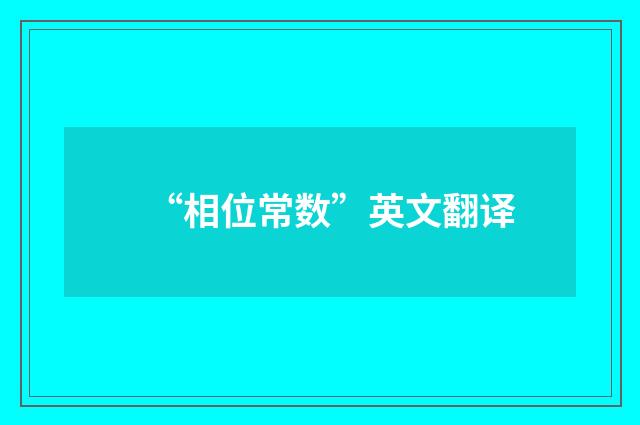 “相位常数”英文翻译