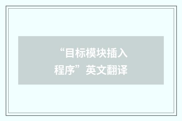 “目标模块插入程序”英文翻译