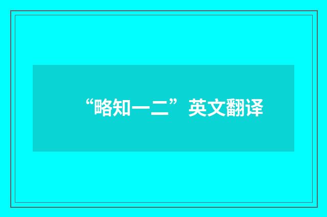 “略知一二”英文翻译