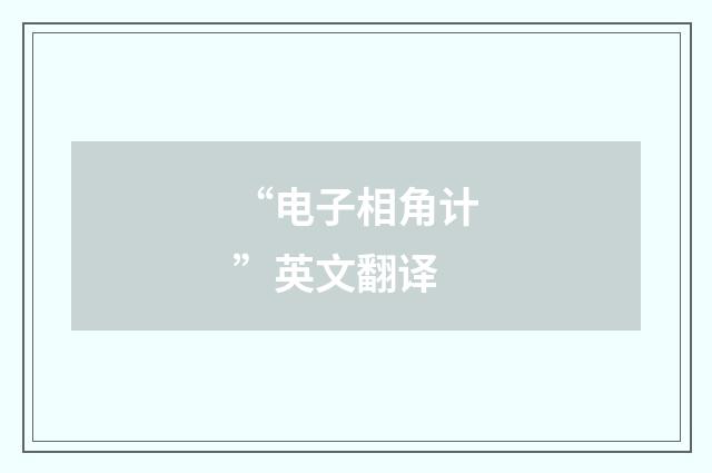 “电子相角计”英文翻译