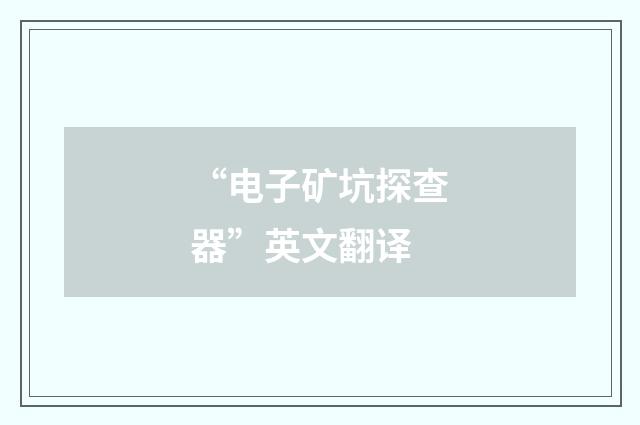 “电子矿坑探查器”英文翻译