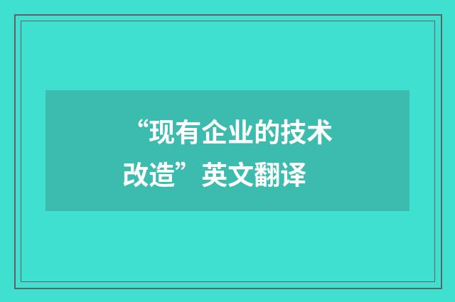 “现有企业的技术改造”英文翻译