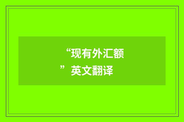 “现有外汇额”英文翻译