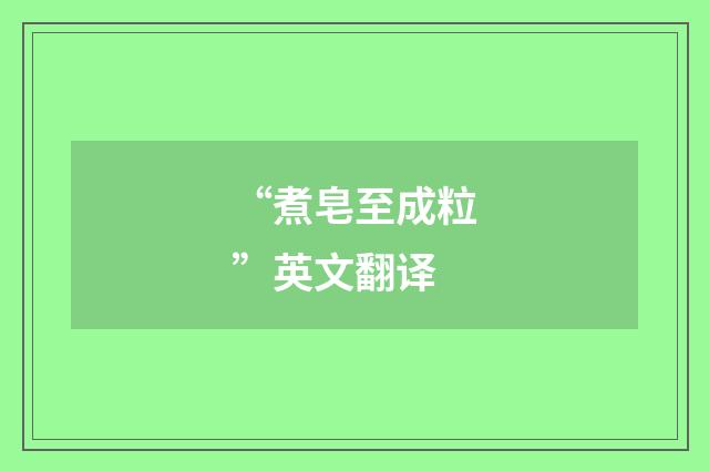 “煮皂至成粒”英文翻译