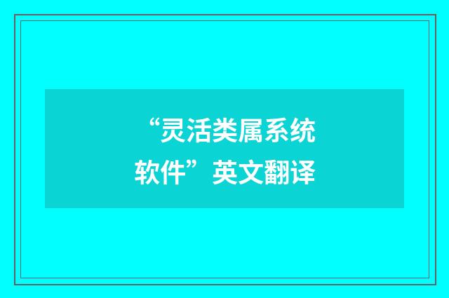 “灵活类属系统软件”英文翻译