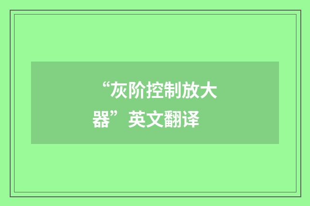 “灰阶控制放大器”英文翻译