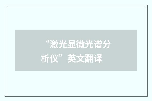 “激光显微光谱分析仪”英文翻译