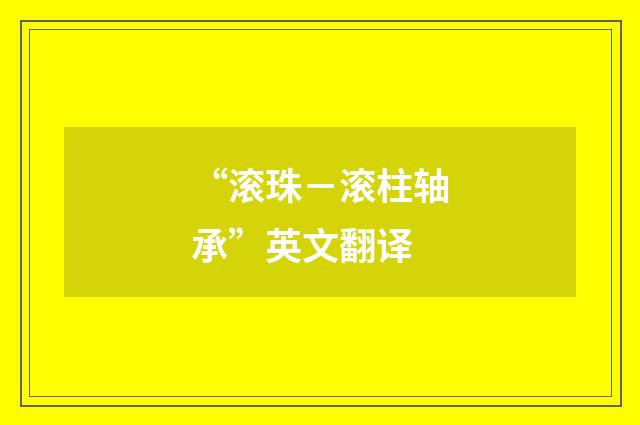 “滚珠－滚柱轴承”英文翻译