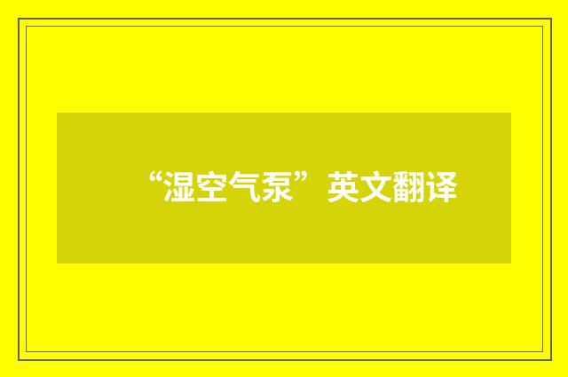 “湿空气泵”英文翻译